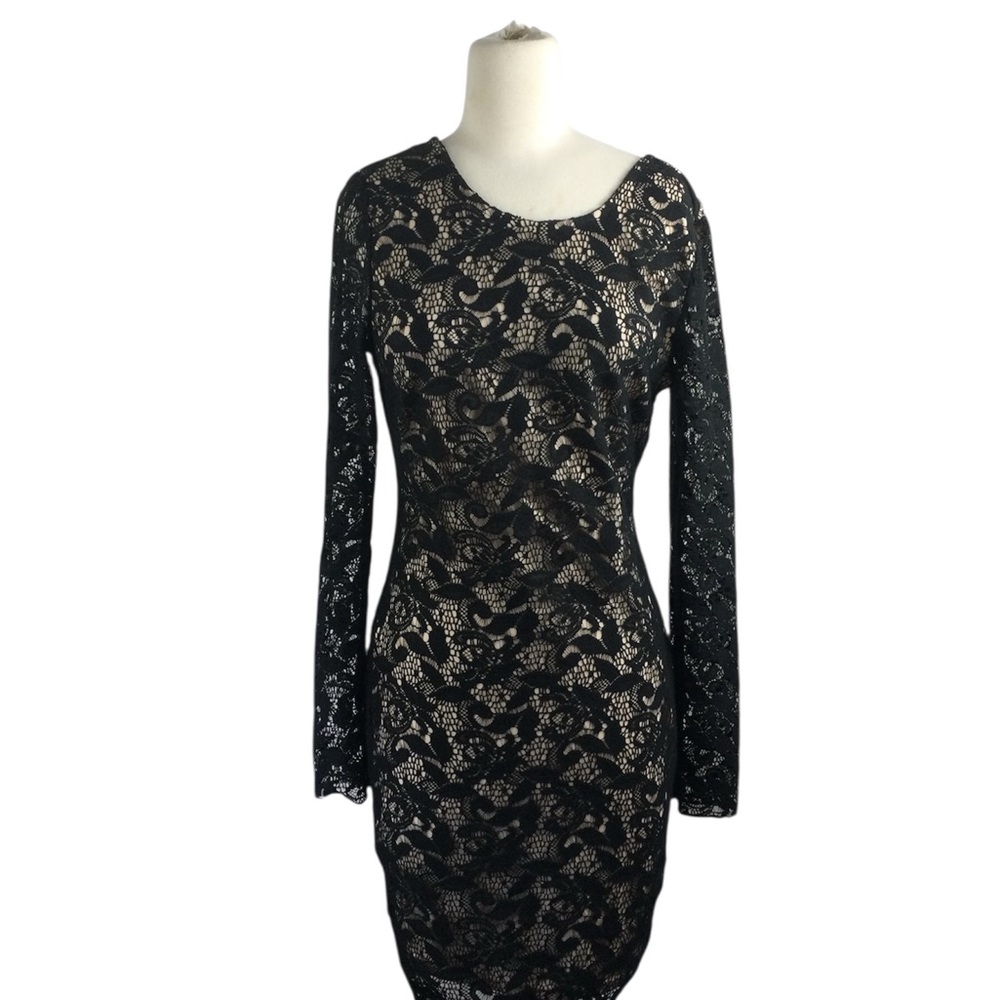VENUS Black Lace‎ Long Sleeve Dress, Size 6